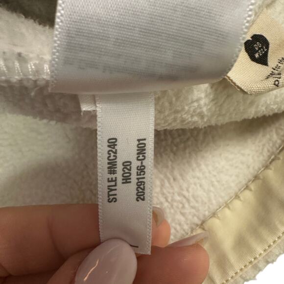 Madewell Cream Fleece 1/4 Zip Fleece Popover Jacket Barn Pockets Green Boxy Cozy - Picture 8 of 11